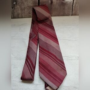 Vintage Cappuccino Golden Clip Wine Diagonal Stripes Preppy Necktie Tie Retro